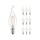 Lot 10x Philips Corepro LED Bougie E14 Flamme Filament Claire 2W 250lm - 827 Blanc Très Chaud | Équivalent 25W